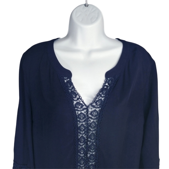 Mahée Tunic Top Lace Navy Blue L - Picture 2 of 9